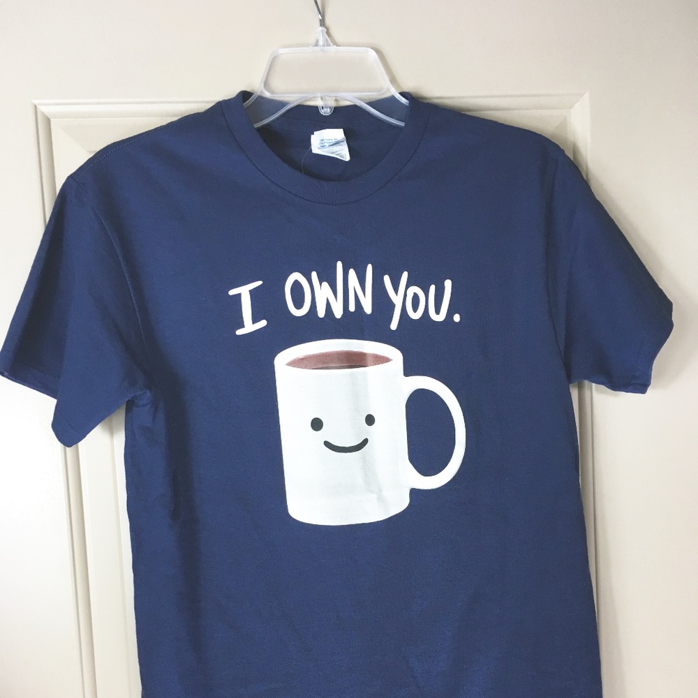 Coffee Owns You Graphic Navy Blue T-Shirt